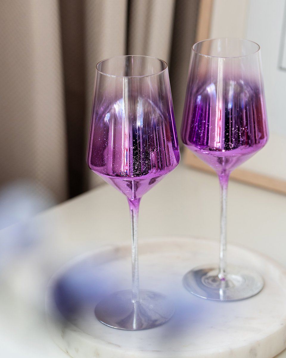 Пара бокалов для вина Мерцание 500мл, фиолетовые