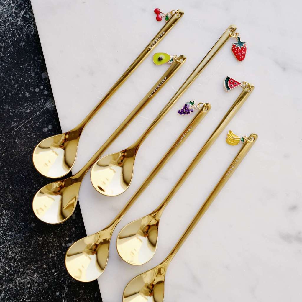 Ложка "Фрукты" золотого цвета