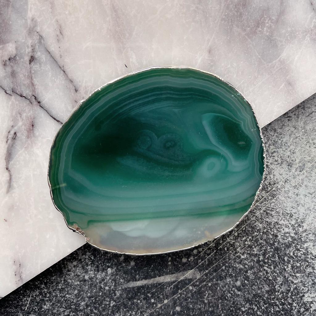 Срез агата тонированный в серебре