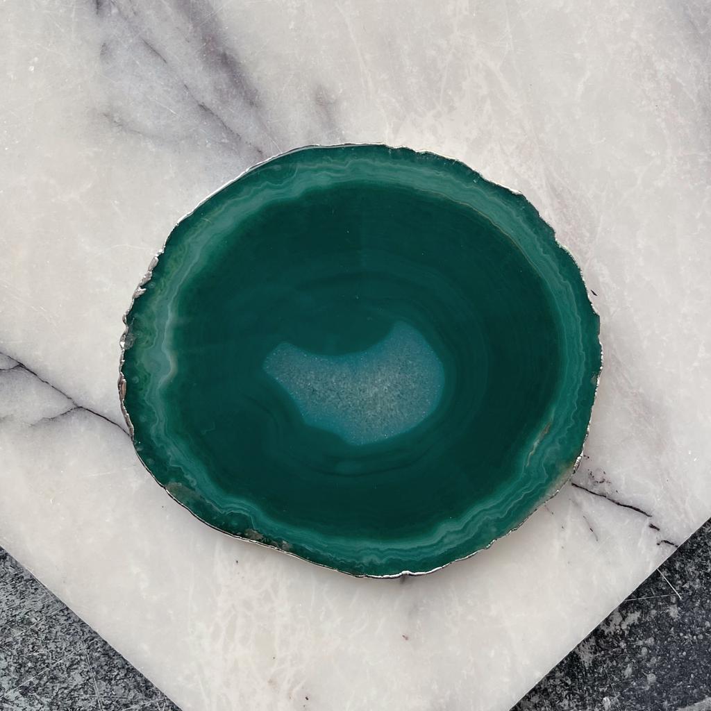 Срез агата тонированный в серебре