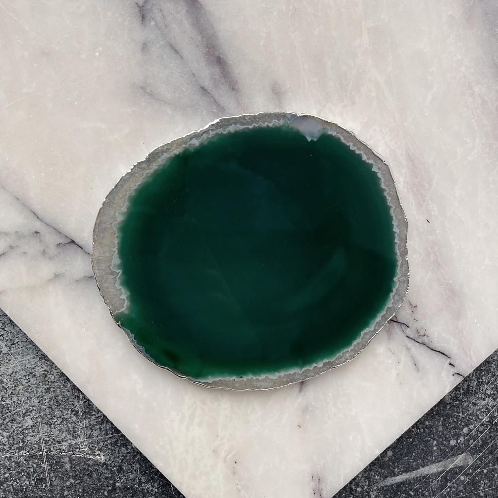 Срез агата тонированный в серебре