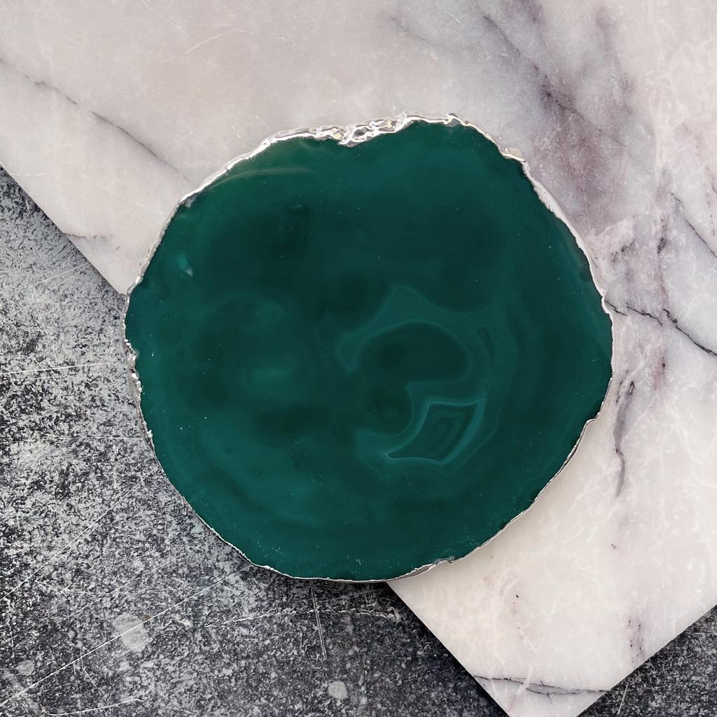 Срез агата тонированный в серебре