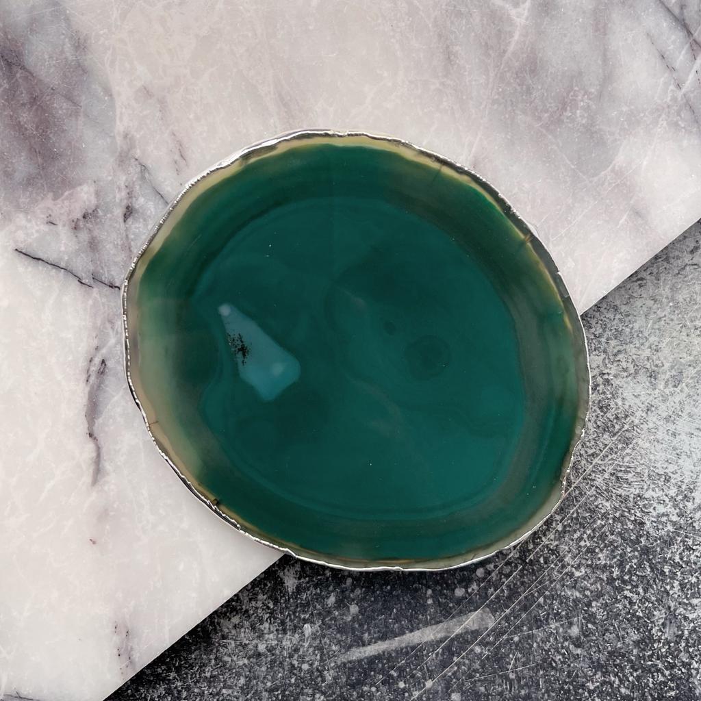 Срез агата тонированный в серебре