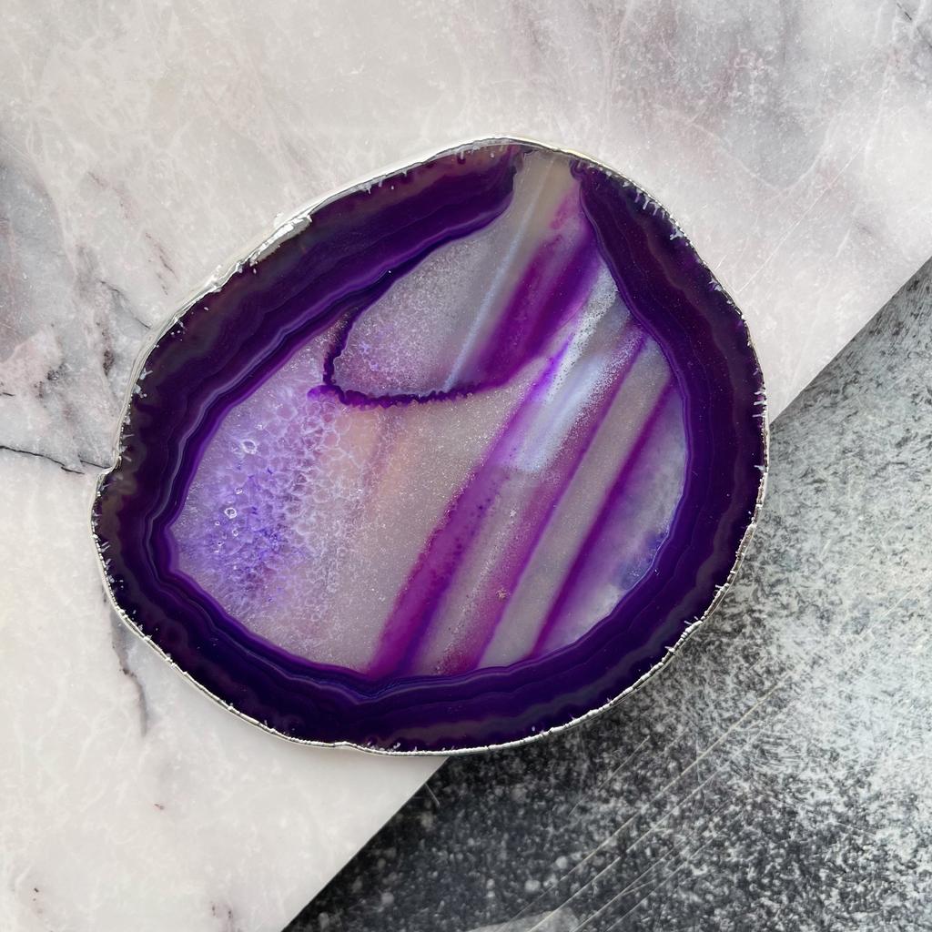 Срез агата тонированный в серебре