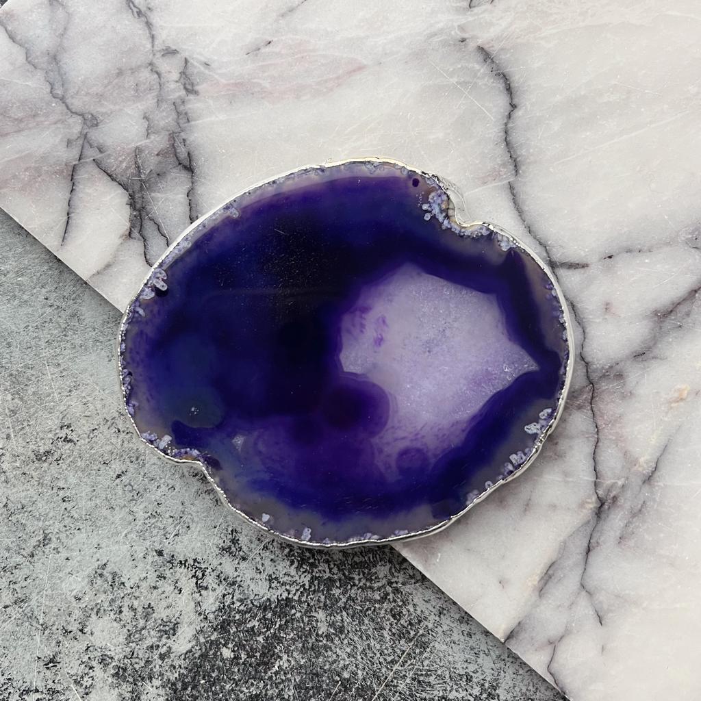 Срез агата тонированный в серебре