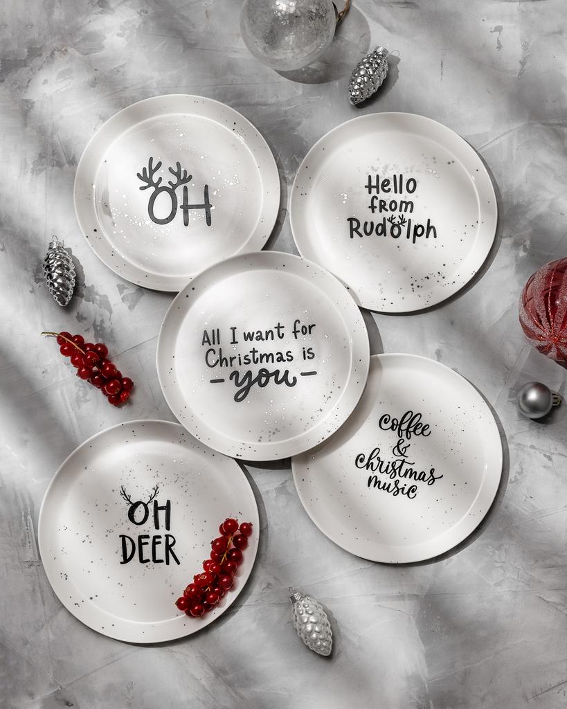 Блюдце тонкое новогоднее с платиной