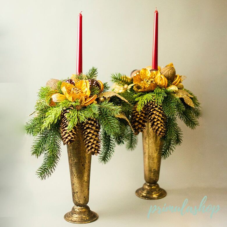 НОВОГОДНЯЯ КОМПОЗИЦИЯ СО СВЕЧАМИ