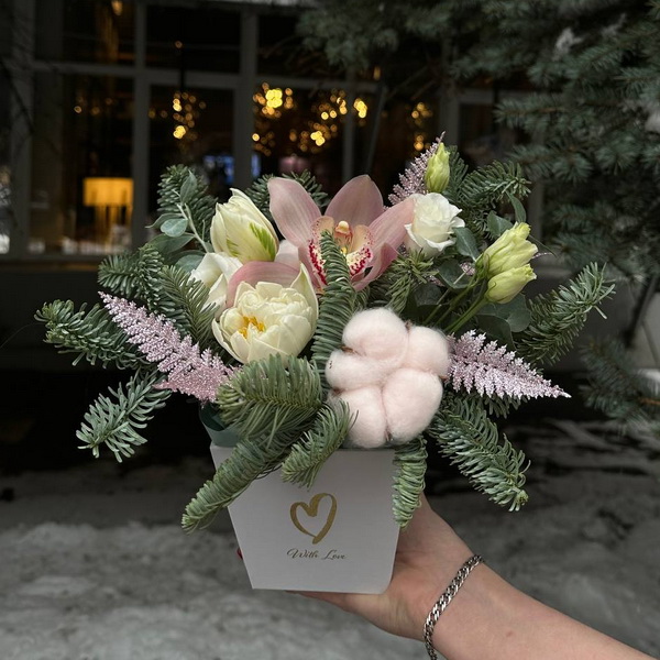 Подарочная новогодняя мини композиция в сумочке