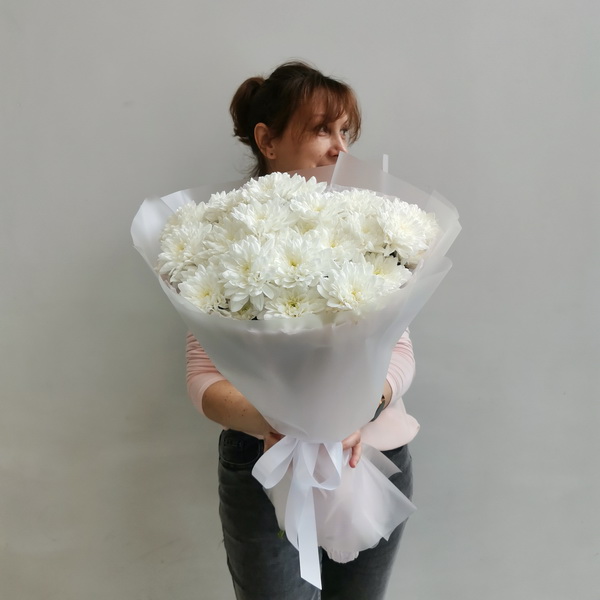 Монобукет из белой хризантемы