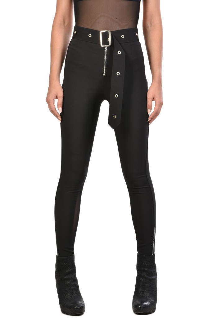 Узкие брюки с прозрачными вставками LH