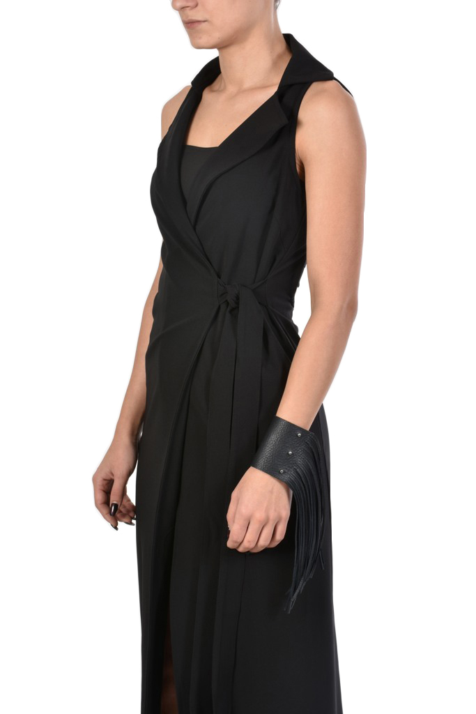 Широкий браслет из натуральной кожи с бахромой LH