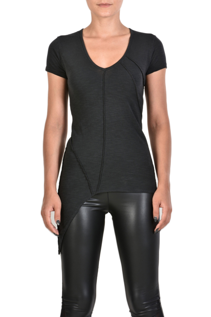 Асимметричная футболка с v-вырезом и швами наружу LH