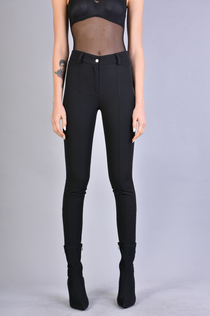 Брюки-скинни с высокой посадкой и молниями внизу LH