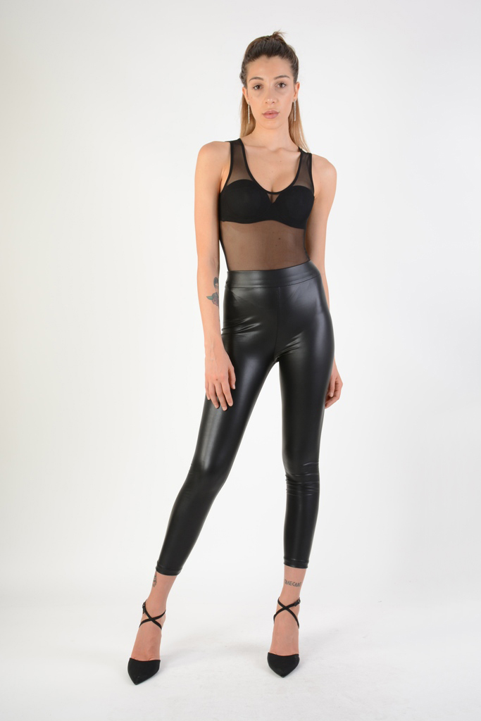 Леггинсы из экокожи с высокой талией LH