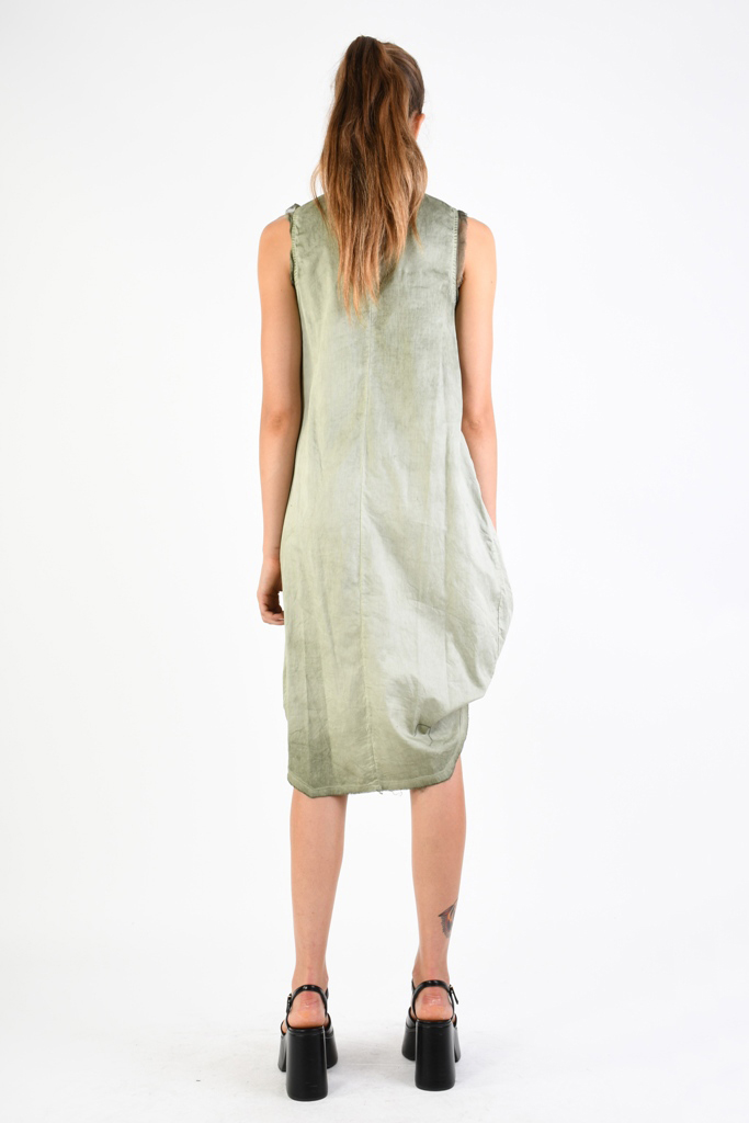 Платье со вставкой из шелковой вискозы и вертикальными кулисками SM