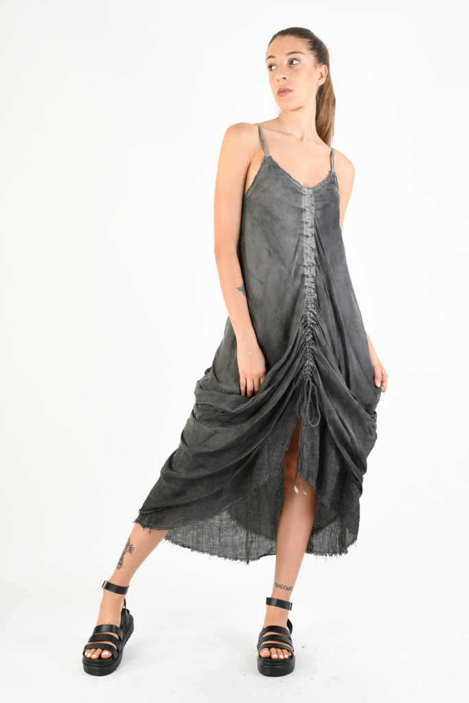 Многослойное платье изо льна и вискозного шелка SM