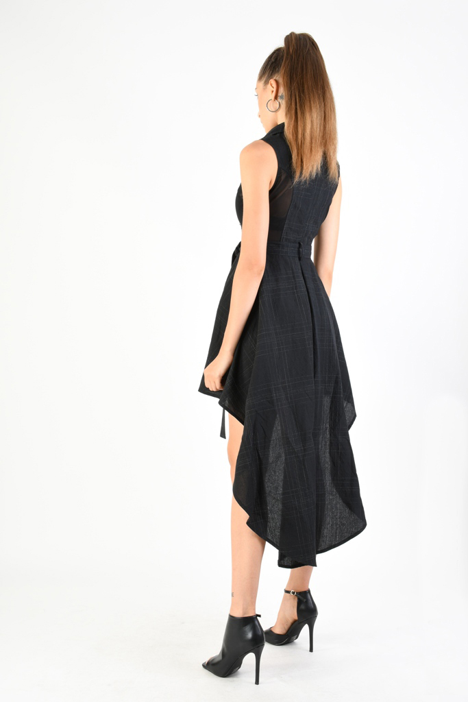 Асимметричное платье с прозрачными вставками и смещенной молнией LH