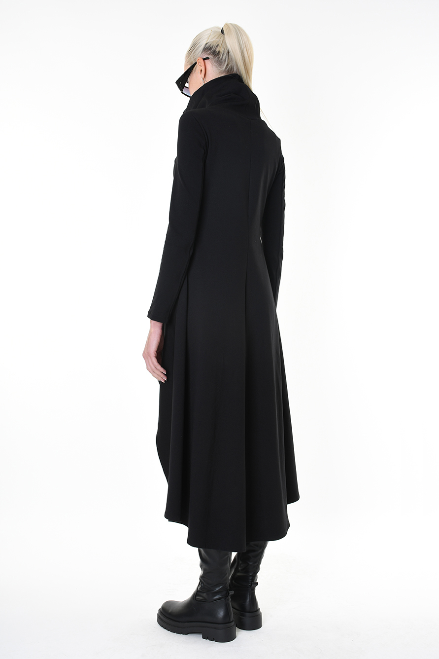 Платье с перепадом длины и косой молнией внизу LH