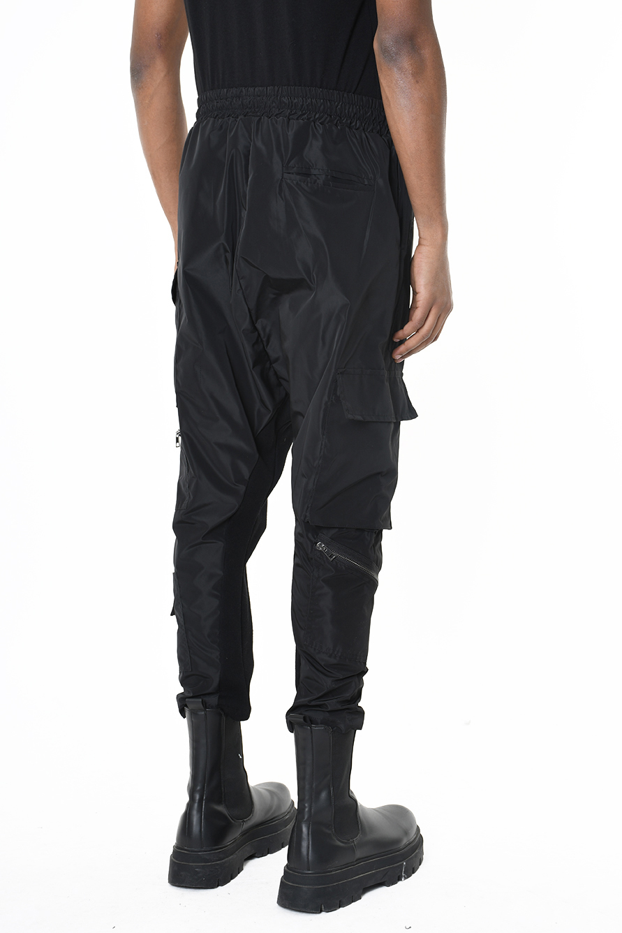 Брюки из нейлона с карманами и заниженным шаговым швом LH