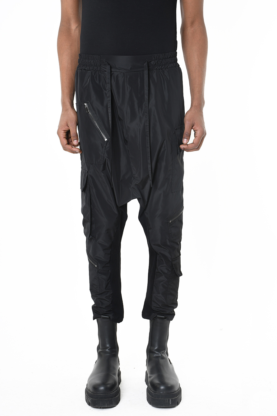 Брюки из нейлона с карманами и заниженным шаговым швом LH