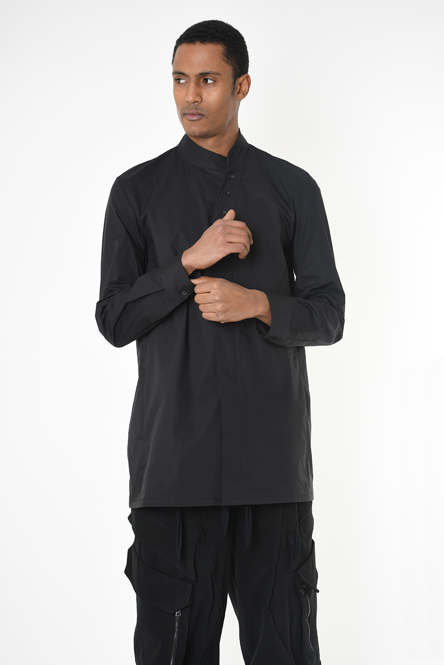 Длинная рубашка со смещенной планкой и воротником LH