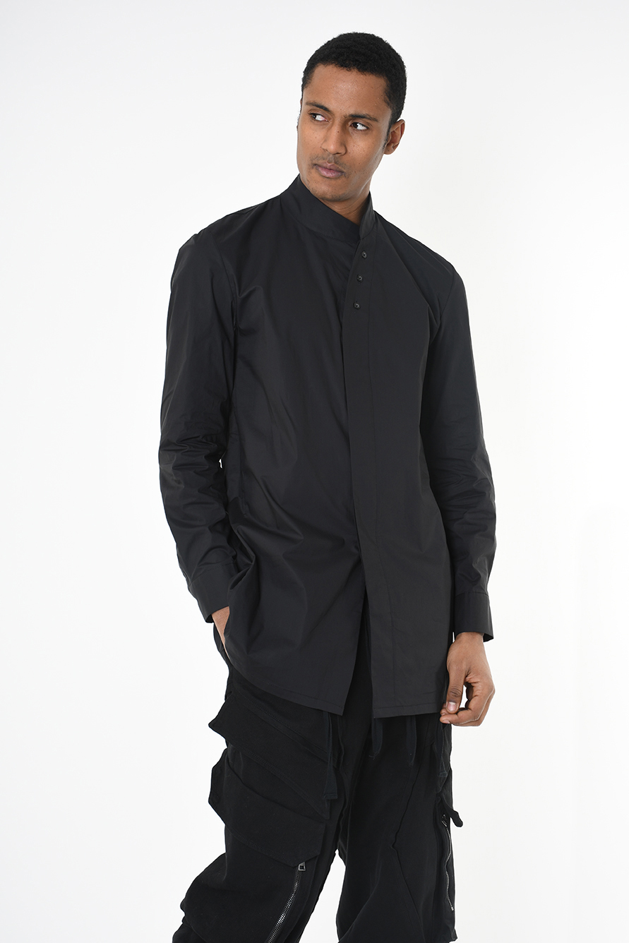 Длинная рубашка со смещенной планкой и воротником LH