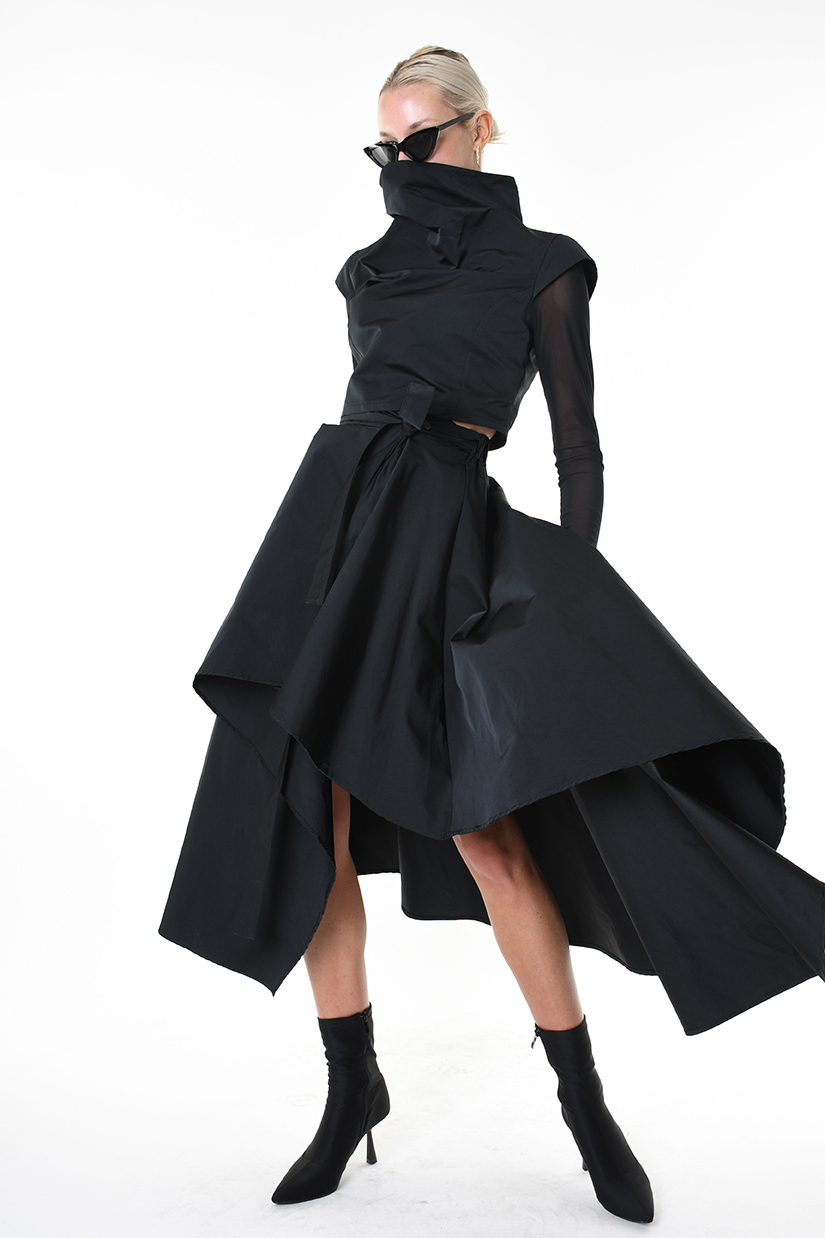 Асимметричная юбка из тафты со съемным поясом LH