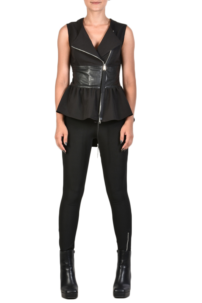 Жилет со вставкой из экокожи LH