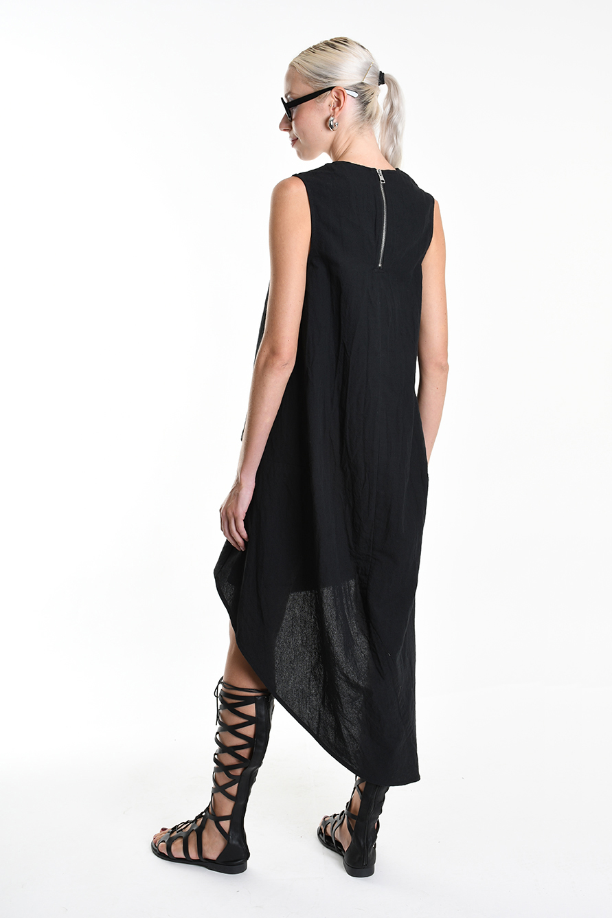 Асимметричное платье с перепадом длины и молнией сзади LH