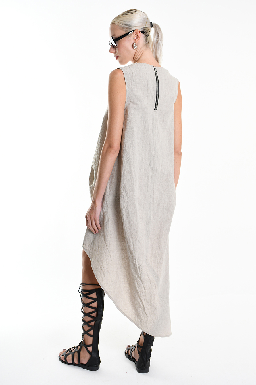 Асимметричное платье с перепадом длины и молнией сзади LH