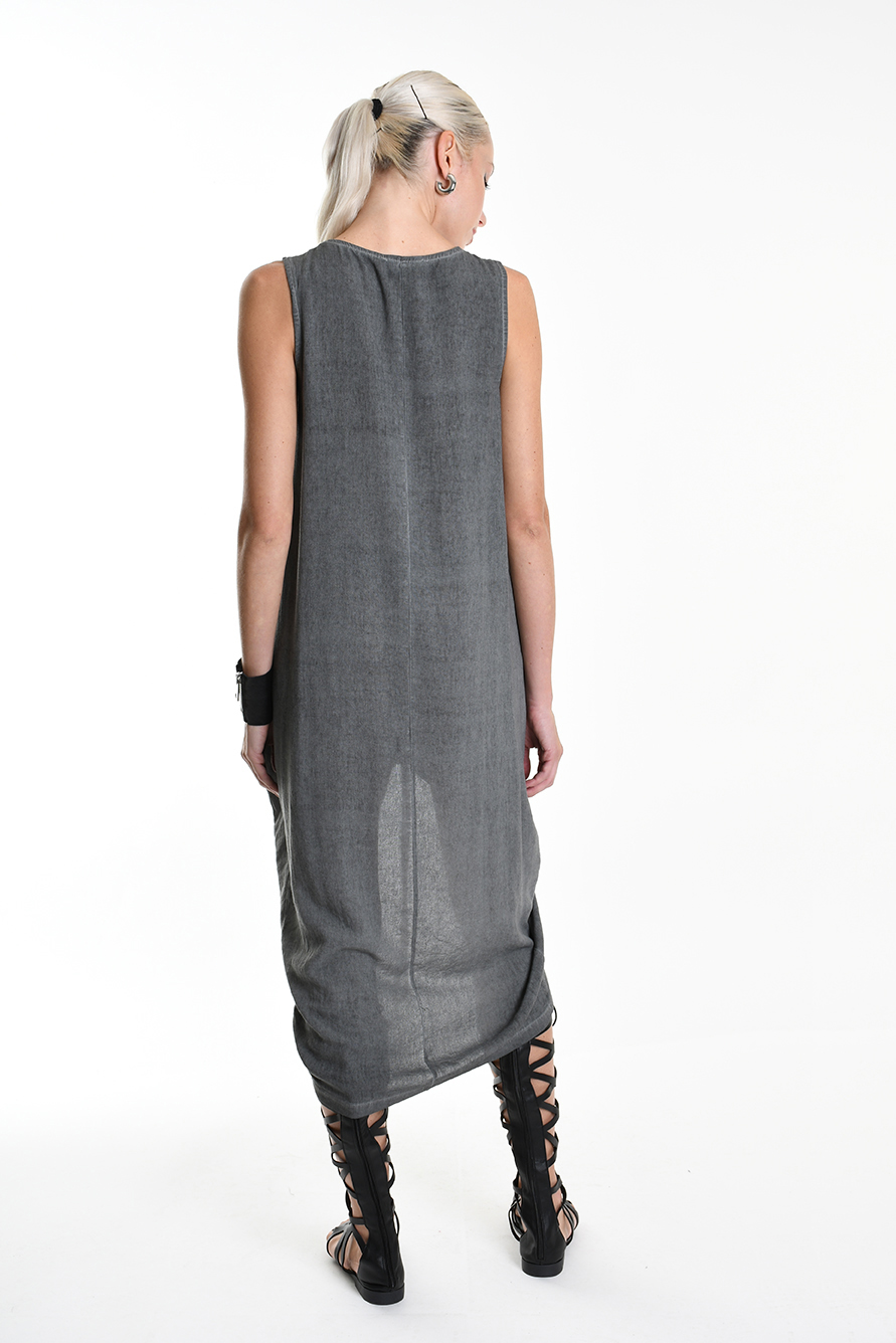 Асимметричное платье из вискозного льна с v-вырезом LH