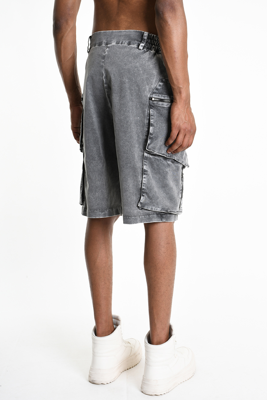 Шорты из хлопкового габардина с накладными карманами на молнии LH