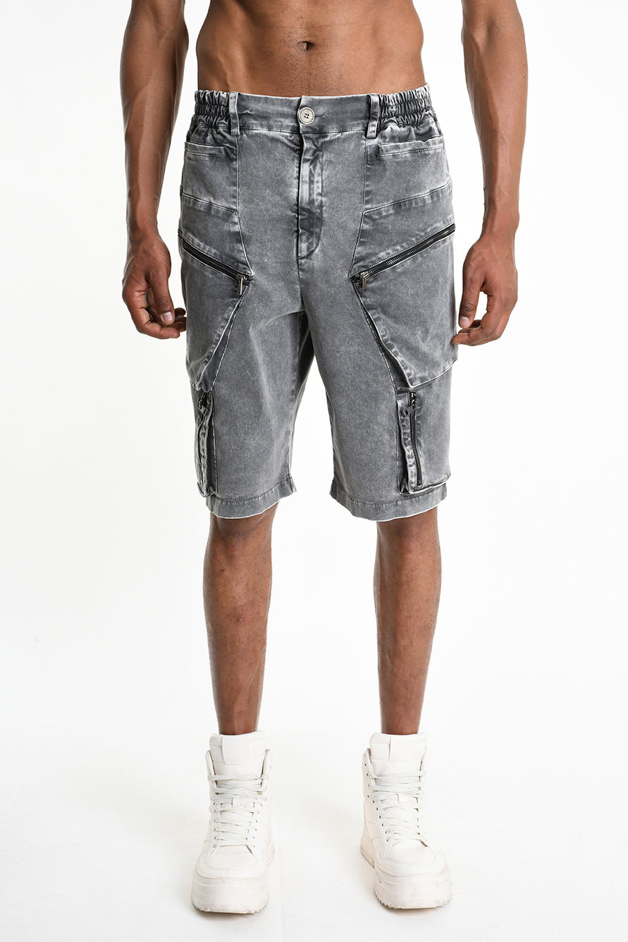 Шорты из хлопкового габардина с накладными карманами на молнии LH