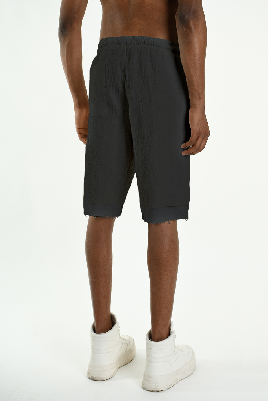 Шорты из жаккардового льна и хлопка с необработанным низом LH