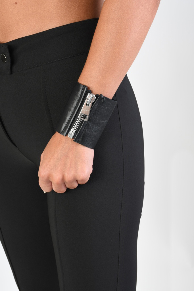 Кожаный браслет с застежкой на молнии LH