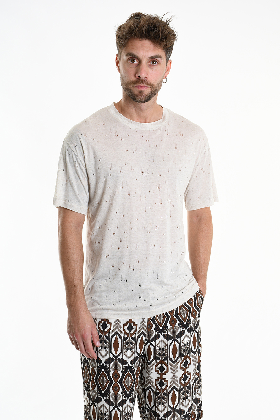 Футболка из вискозного льна с прорехами Xagon