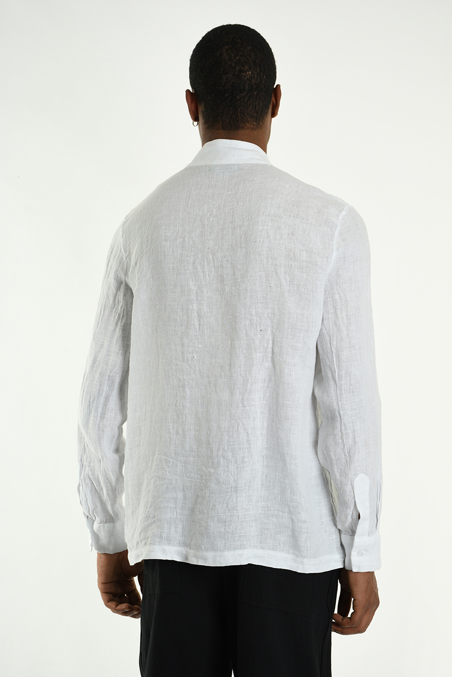 Рубашка с корейским воротником и смещенной планкой LH