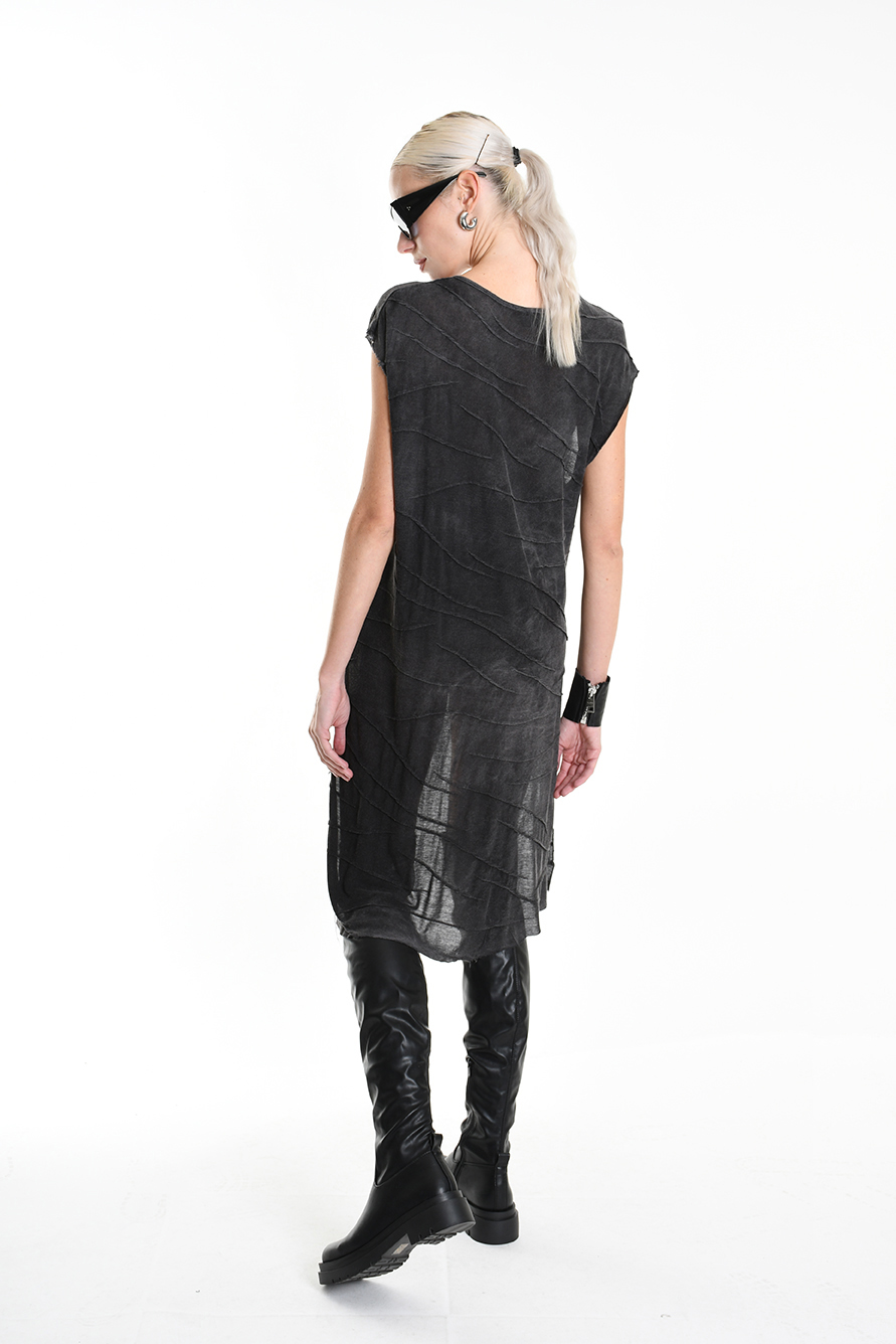 Футболка из вискозы деворе без рукавов удлиненная сзади LH