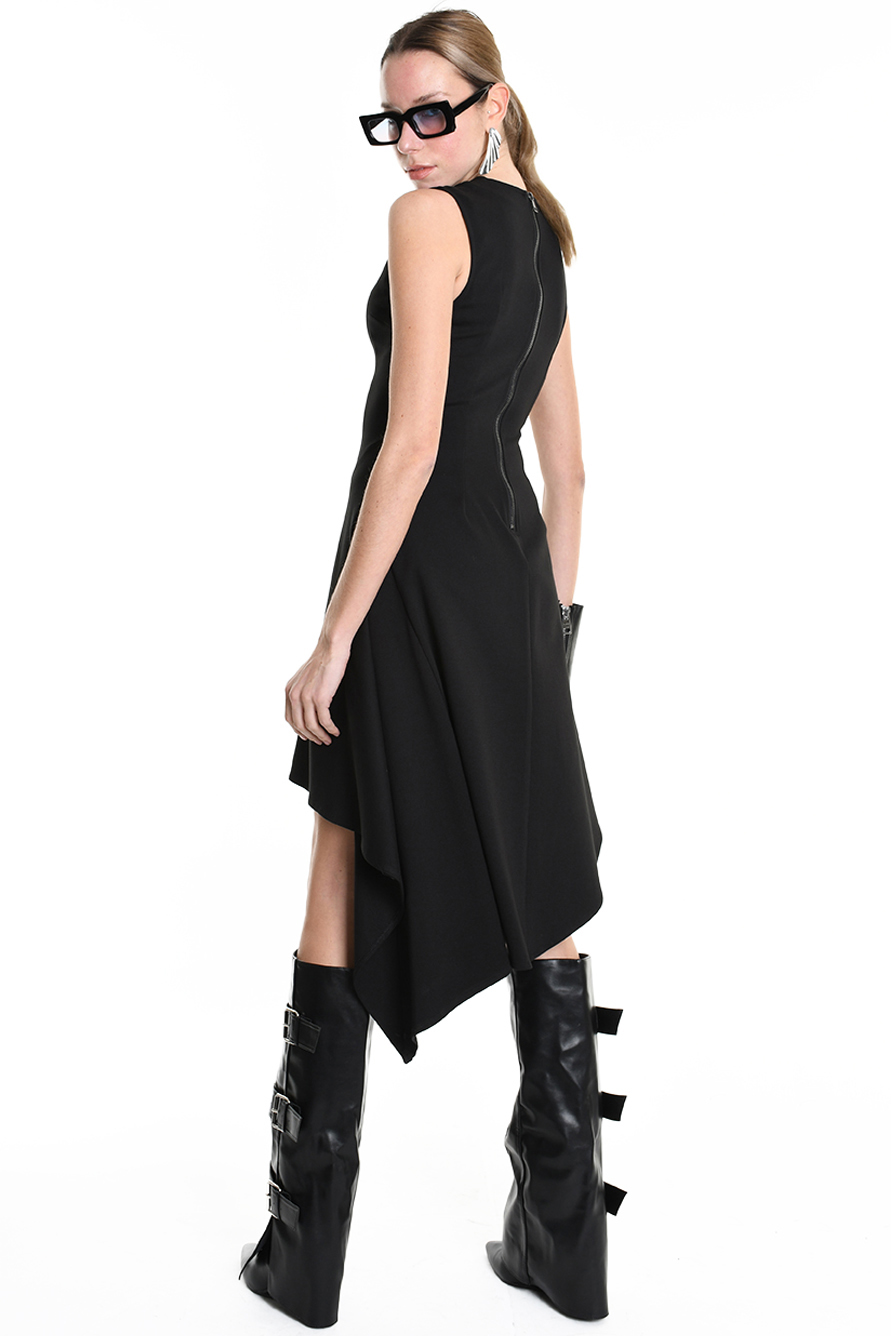 Асимметричное платье из эластичной ткани пунто милано LH