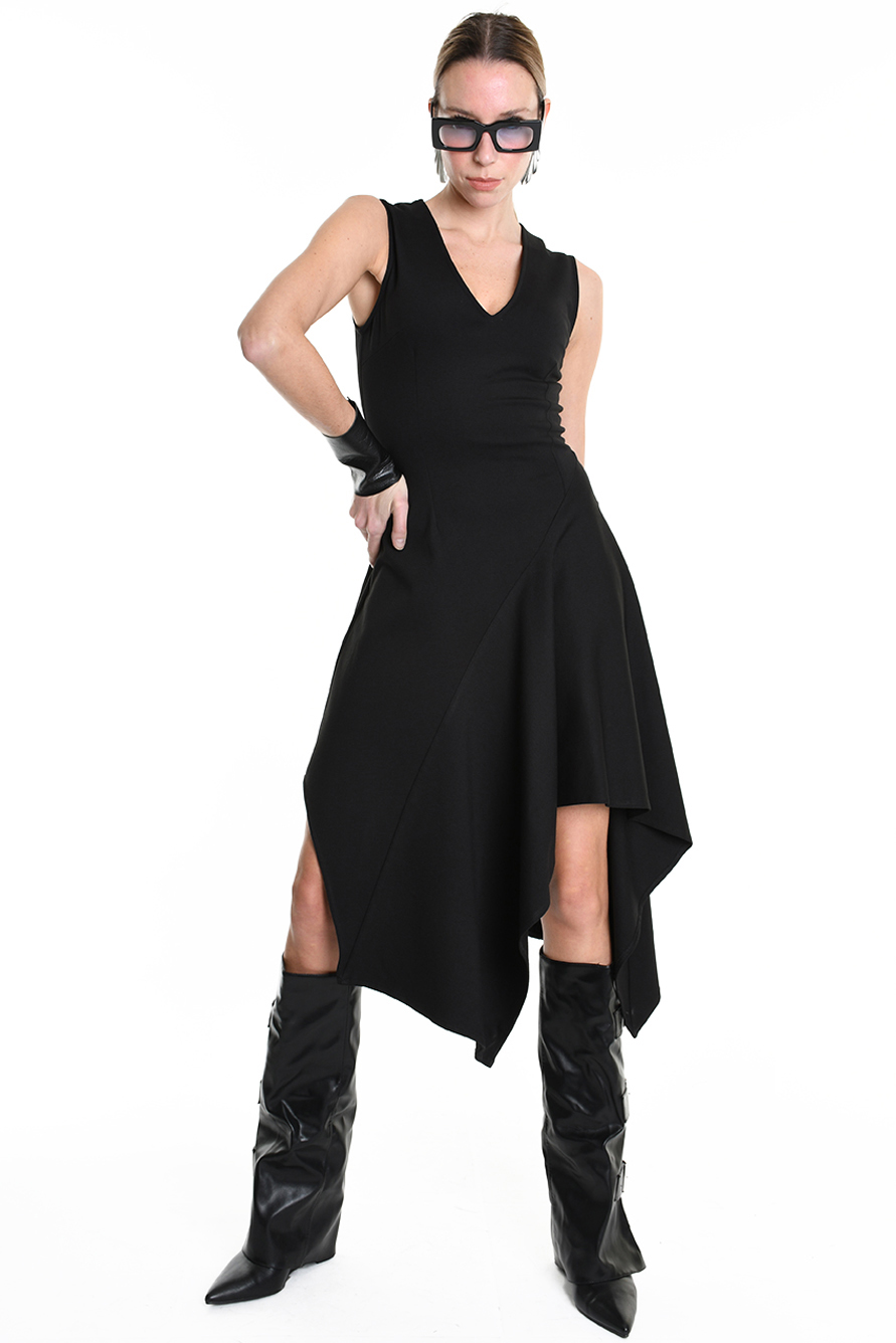 Асимметричное платье из эластичной ткани пунто милано LH