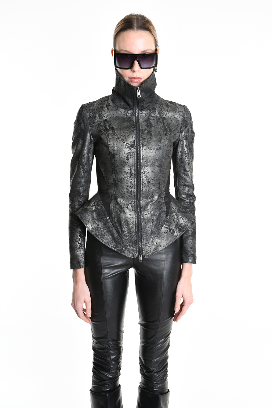 Приталенный жакет из габардина с ламинированным принтом LH