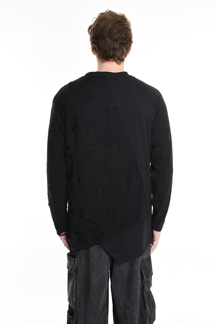 Асимметричный свитер со вставкой с разрывами LH