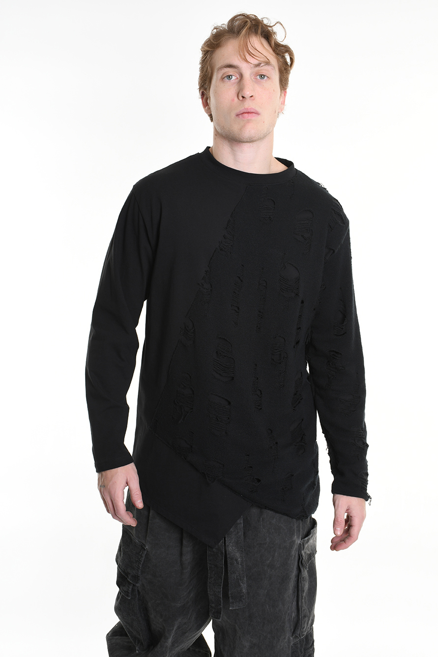 Асимметричный свитер со вставкой с разрывами LH