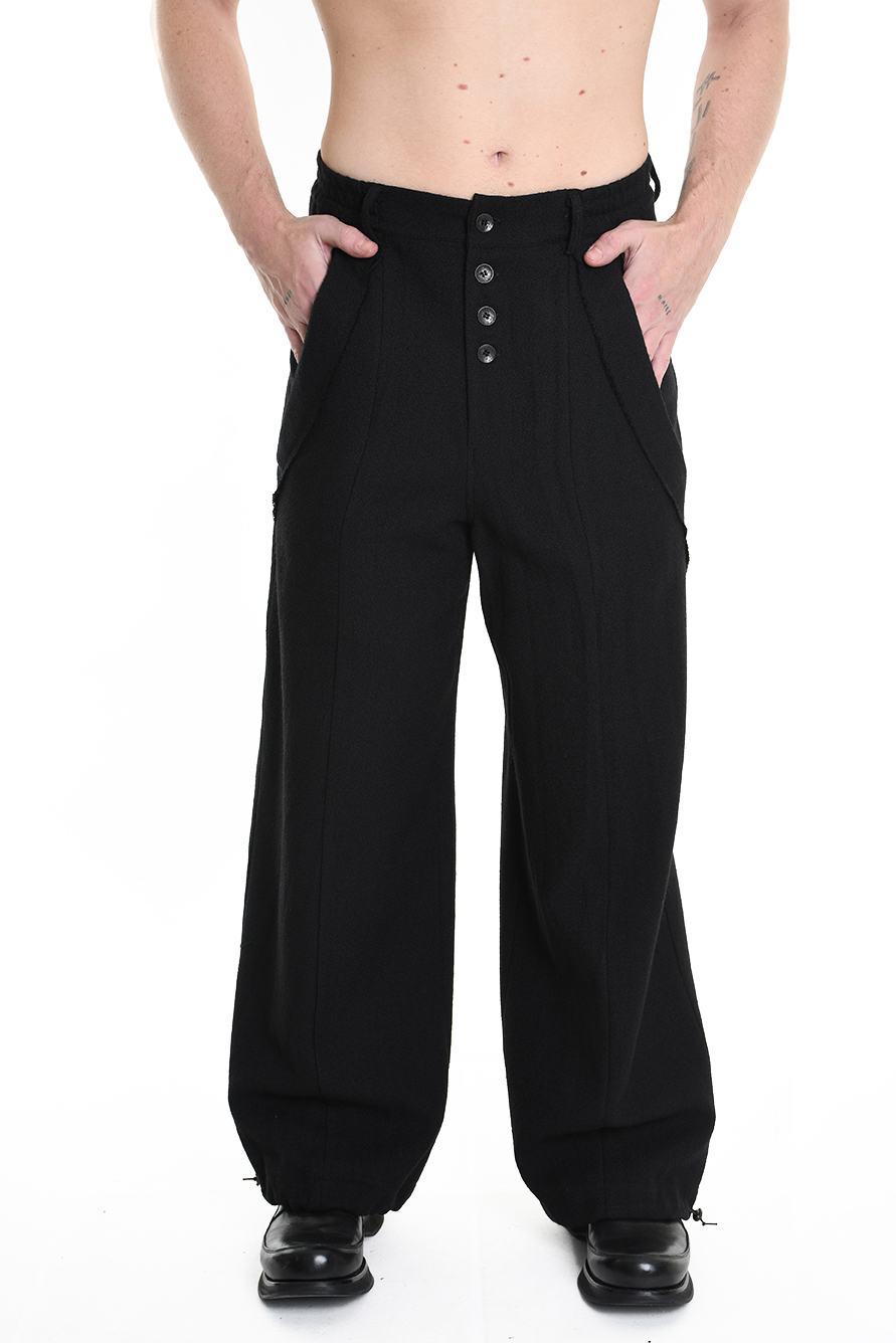 Брюки-палаццо из конопляной шерсти с застежкой на пуговицы LH