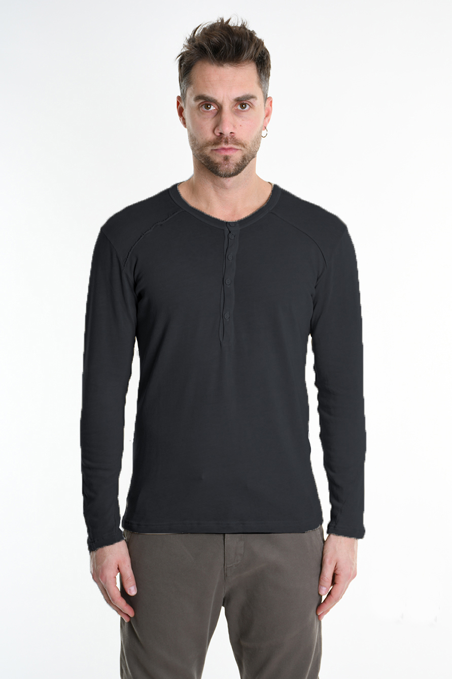 Лонгслив с воротником на пуговицах и необработанными краями Xagon