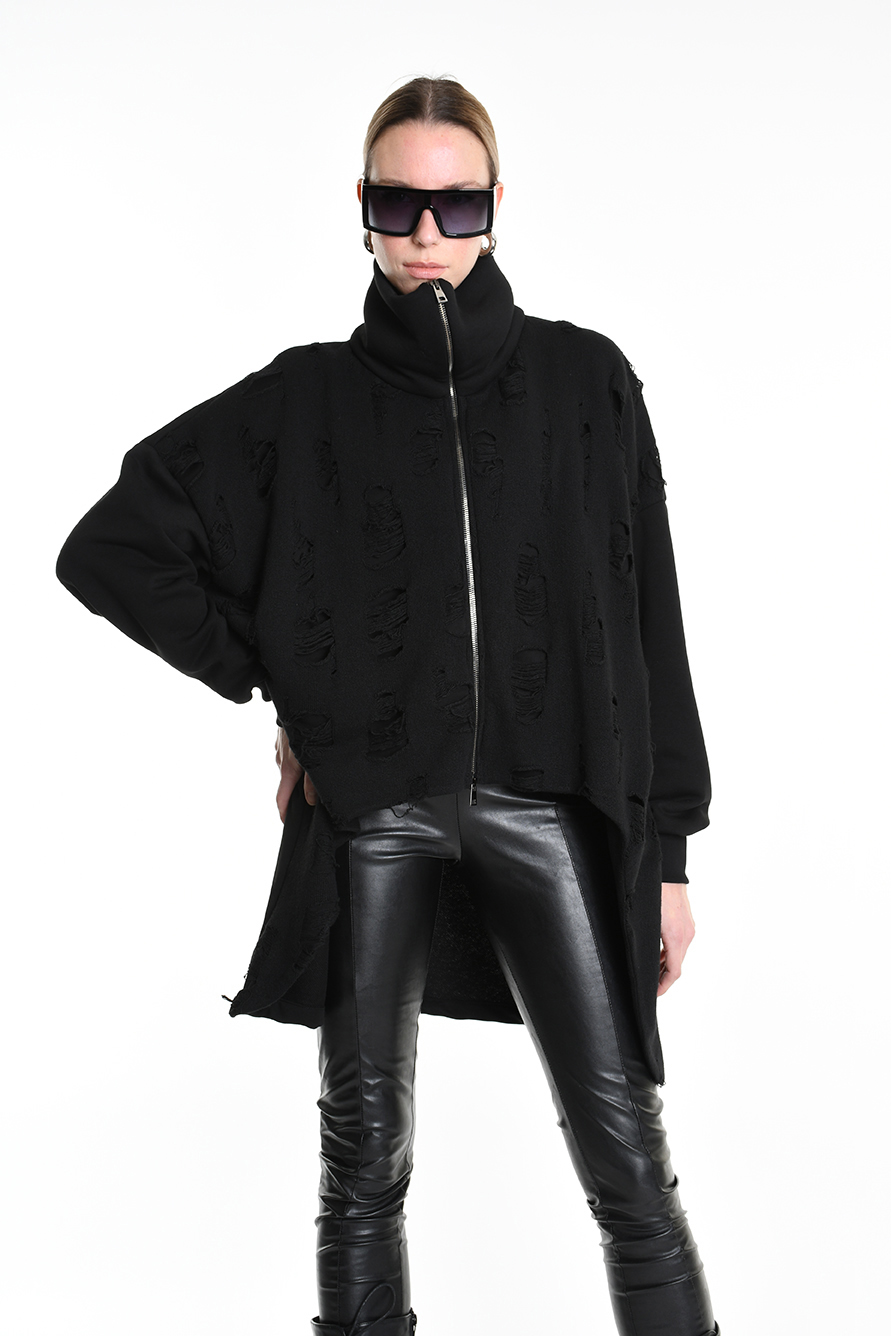 Асимметричная толстовка свободного кроя из смесовой пряжи LH