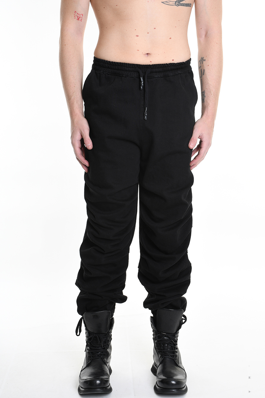 Брюки с защипами по бокам и эластичным поясом-кулиской LH