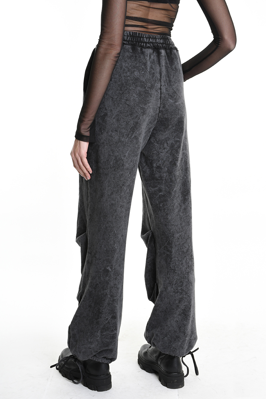 Хлопковые брюки мраморного окраса присборенные внизу LH