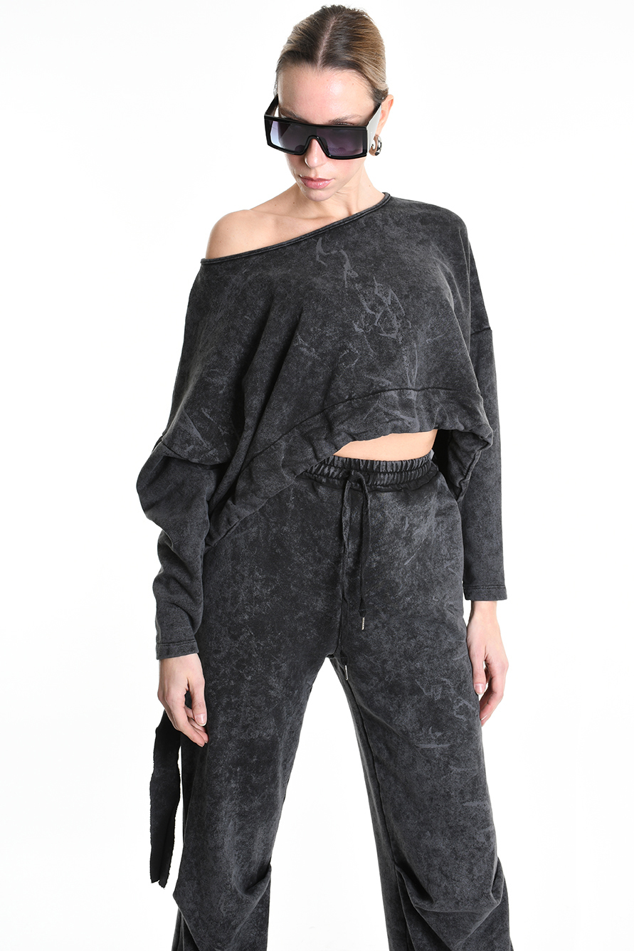 Укороченная кофта мраморного окраса LH