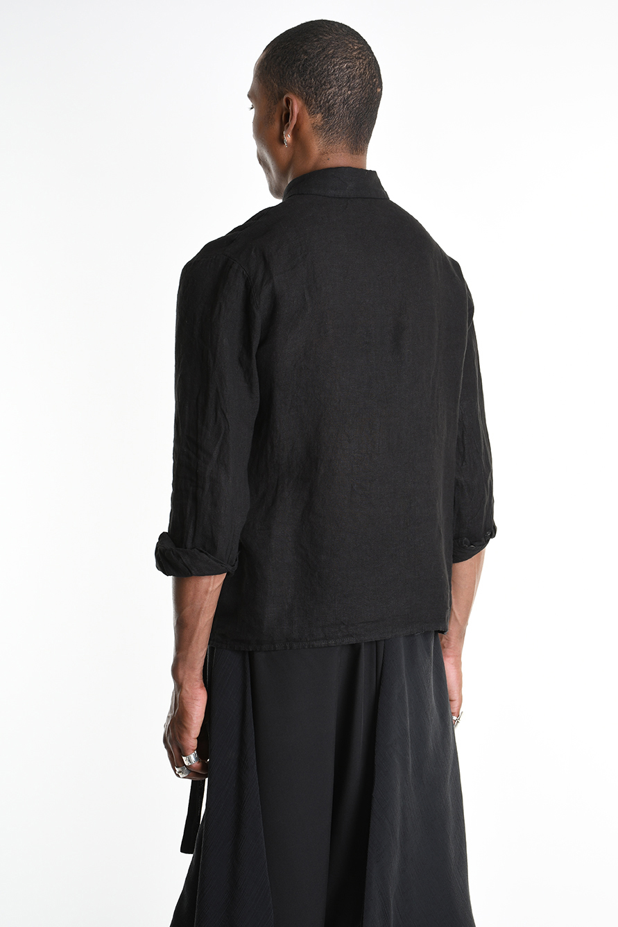 Льняная рубашка с дополнительной панелью на завязке LH